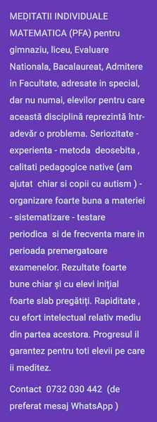 Meditatii individuale matematica (PFA)